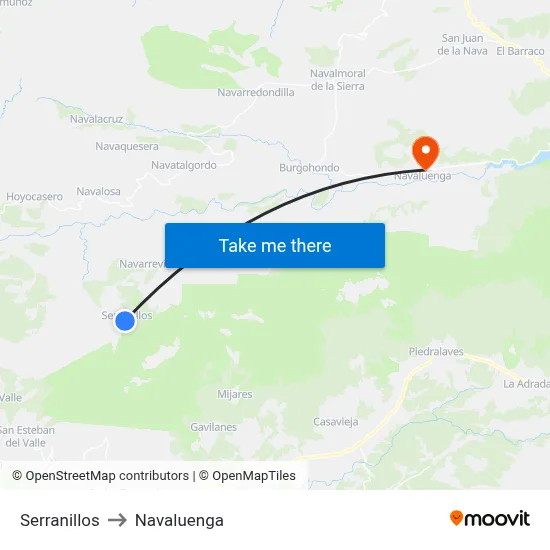 Serranillos to Navaluenga map