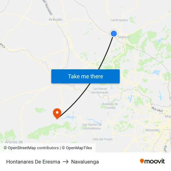 Hontanares De Eresma to Navaluenga map