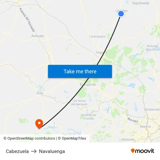 Cabezuela to Navaluenga map