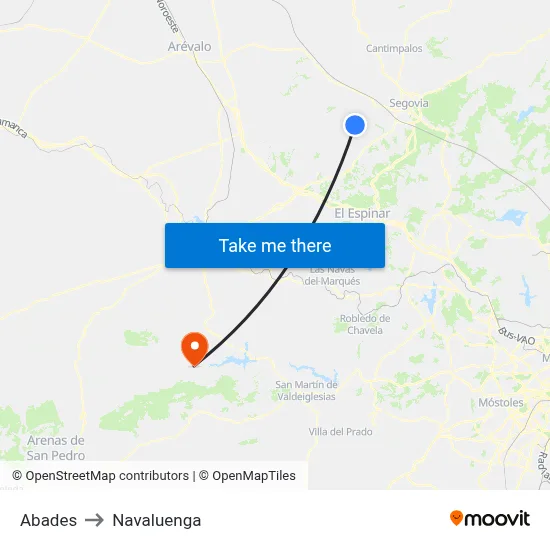 Abades to Navaluenga map