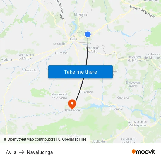 Ávila to Navaluenga map