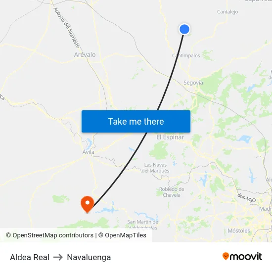 Aldea Real to Navaluenga map