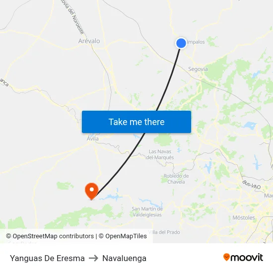 Yanguas De Eresma to Navaluenga map