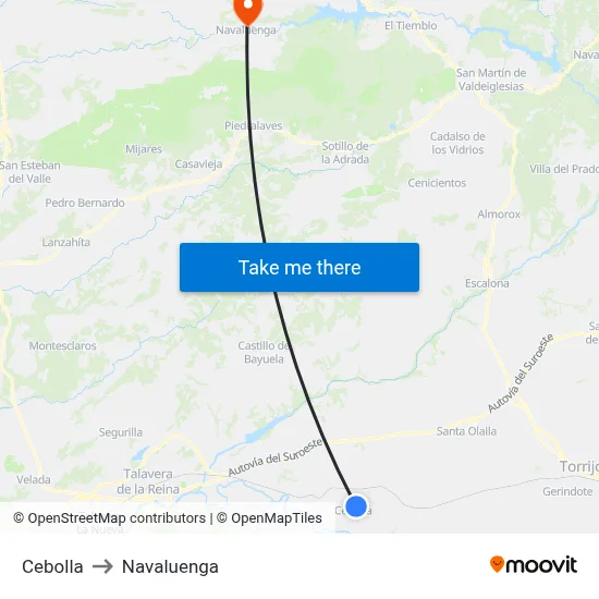 Cebolla to Navaluenga map