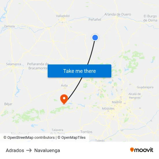 Adrados to Navaluenga map