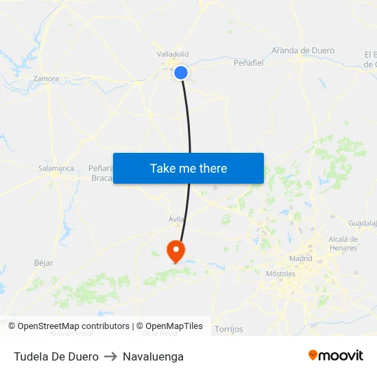 Tudela De Duero to Navaluenga map