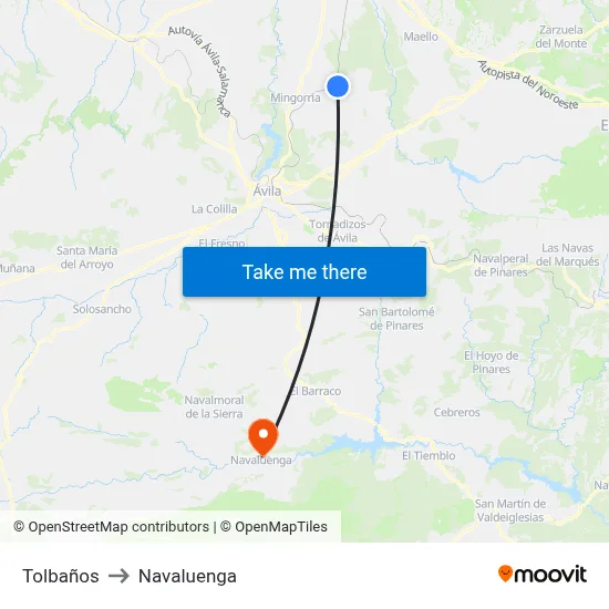 Tolbaños to Navaluenga map