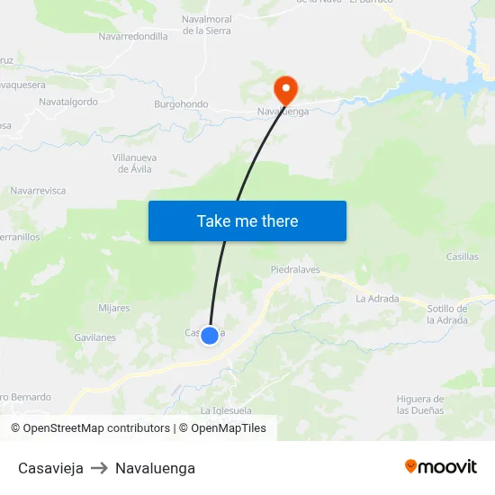 Casavieja to Navaluenga map