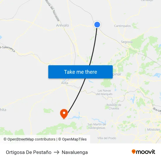 Ortigosa De Pestaño to Navaluenga map