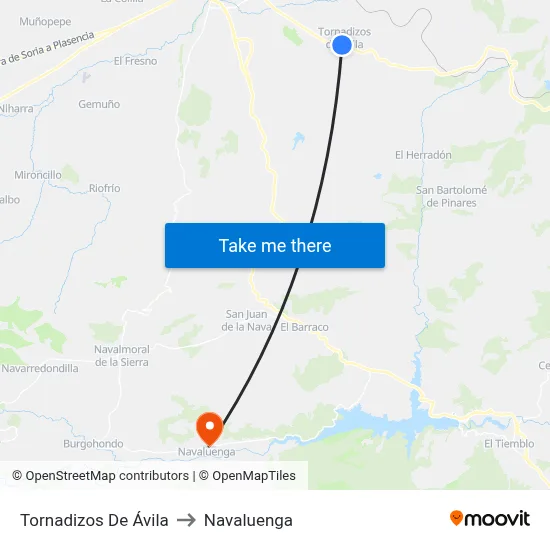 Tornadizos De Ávila to Navaluenga map