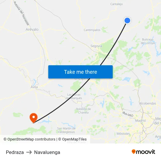 Pedraza to Navaluenga map