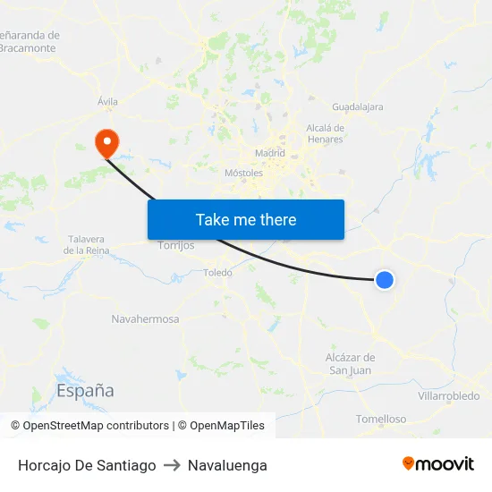 Horcajo De Santiago to Navaluenga map