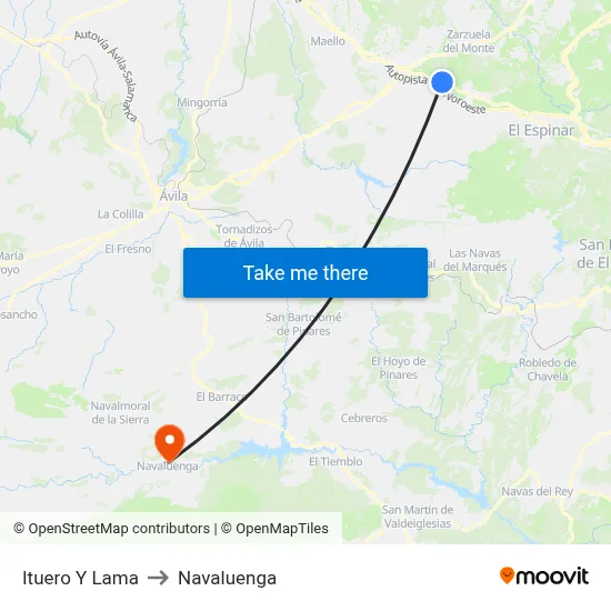 Ituero Y Lama to Navaluenga map