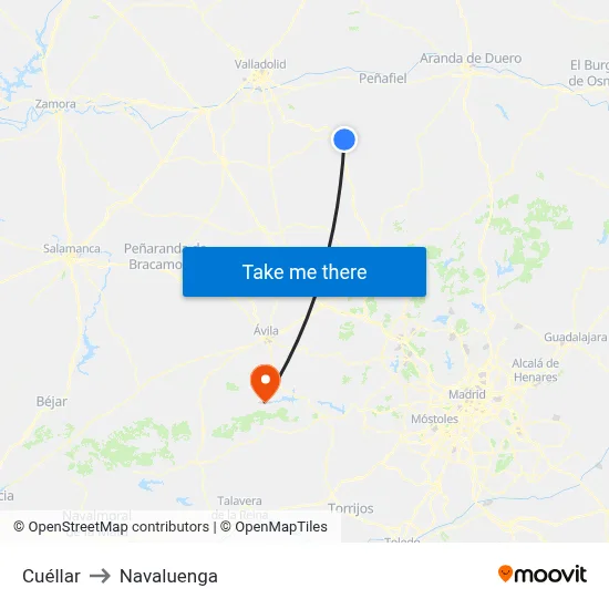 Cuéllar to Navaluenga map
