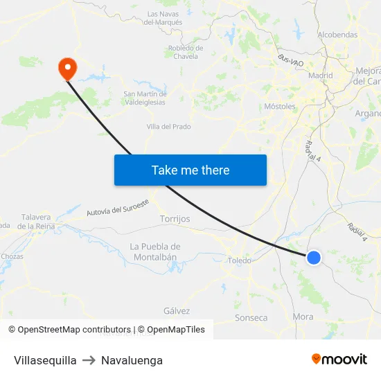 Villasequilla to Navaluenga map