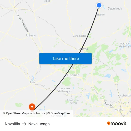 Navalilla to Navaluenga map
