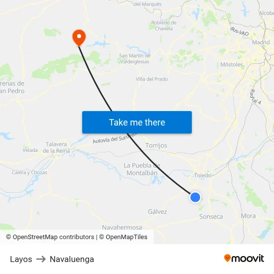 Layos to Navaluenga map