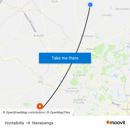 Hontalbilla to Navaluenga map