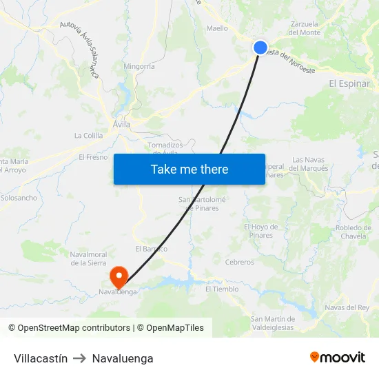 Villacastín to Navaluenga map