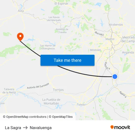 La Sagra to Navaluenga map