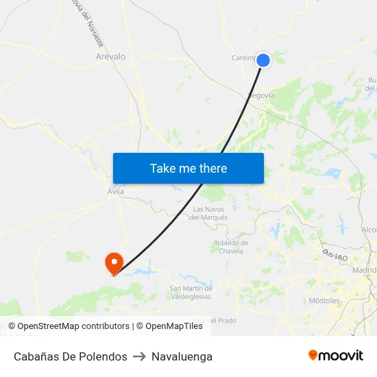 Cabañas De Polendos to Navaluenga map