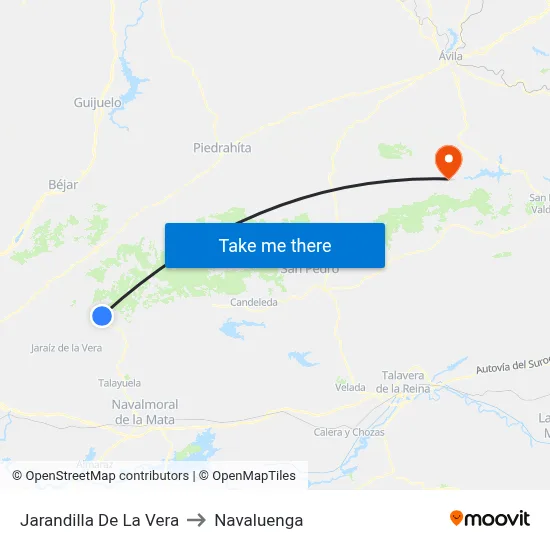 Jarandilla De La Vera to Navaluenga map