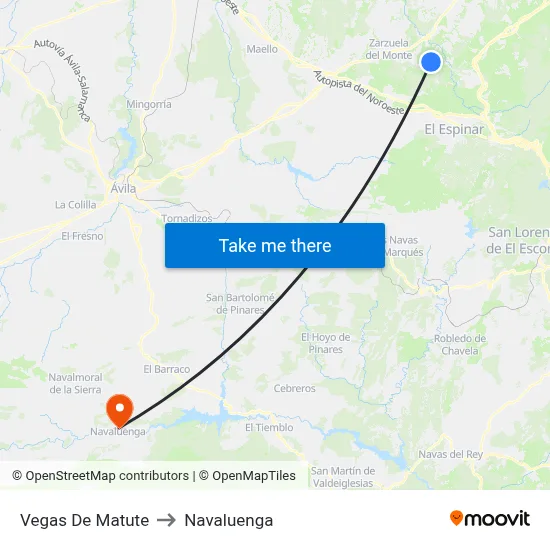 Vegas De Matute to Navaluenga map