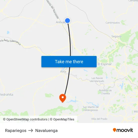 Rapariegos to Navaluenga map