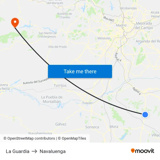 La Guardia to Navaluenga map