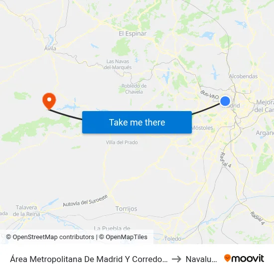 Área Metropolitana De Madrid Y Corredor Del Henares to Navaluenga map
