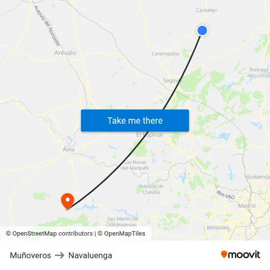 Muñoveros to Navaluenga map
