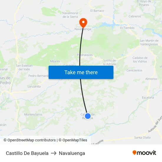 Castillo De Bayuela to Navaluenga map