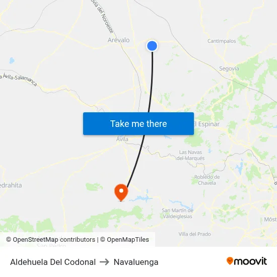 Aldehuela Del Codonal to Navaluenga map