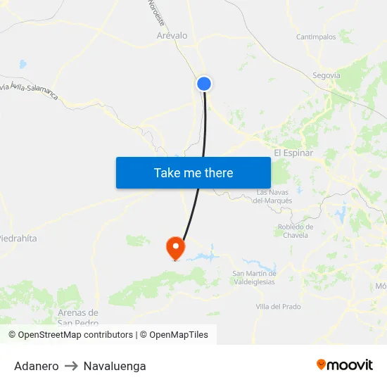 Adanero to Navaluenga map