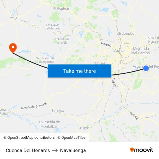 Cuenca Del Henares to Navaluenga map