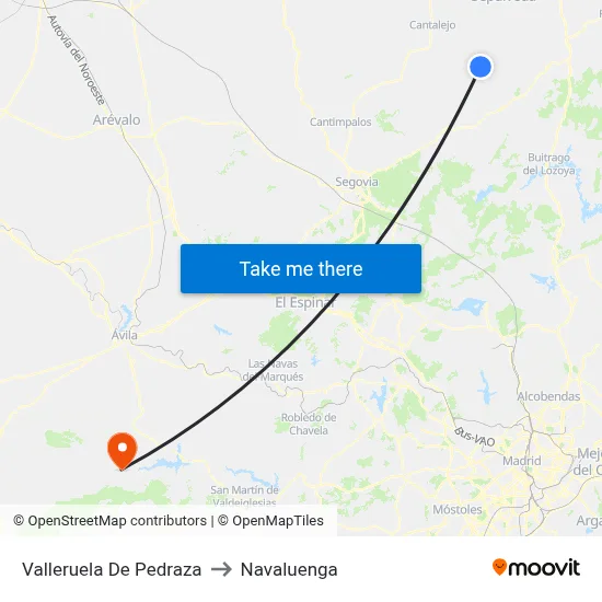 Valleruela De Pedraza to Navaluenga map