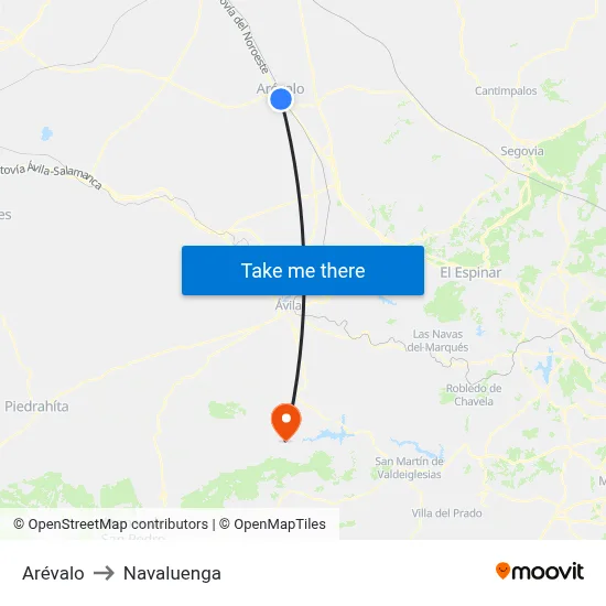 Arévalo to Navaluenga map