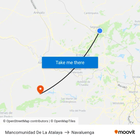 Mancomunidad De La Atalaya to Navaluenga map