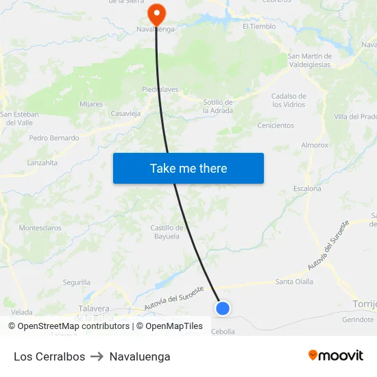 Los Cerralbos to Navaluenga map