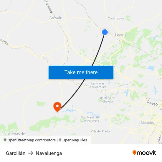 Garcillán to Navaluenga map