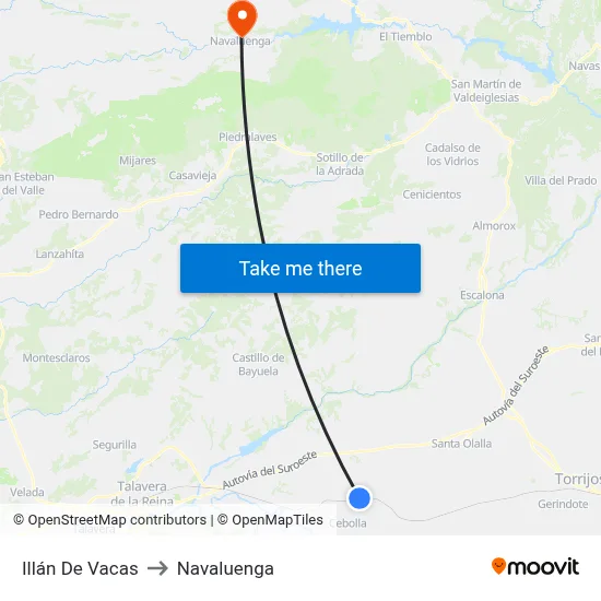 Illán De Vacas to Navaluenga map