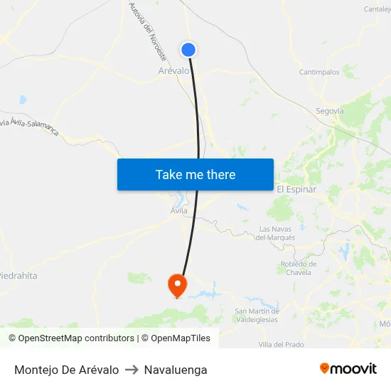 Montejo De Arévalo to Navaluenga map