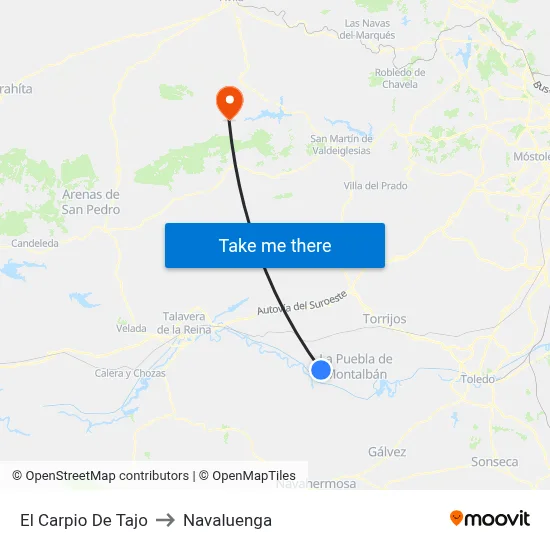 El Carpio De Tajo to Navaluenga map