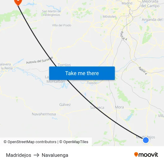 Madridejos to Navaluenga map