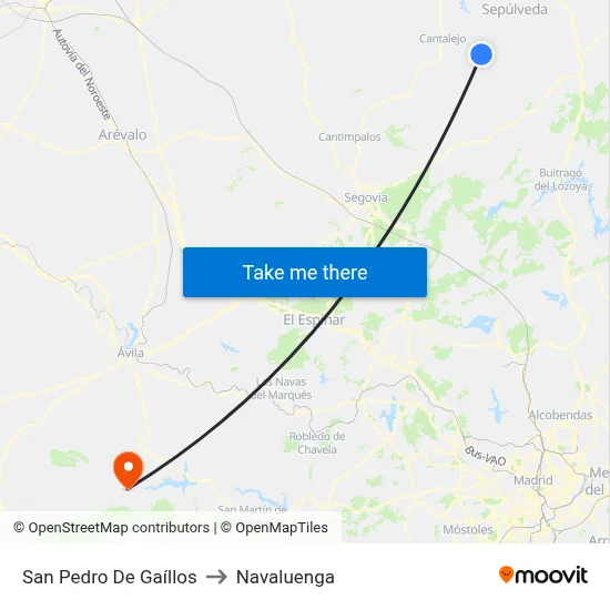 San Pedro De Gaíllos to Navaluenga map