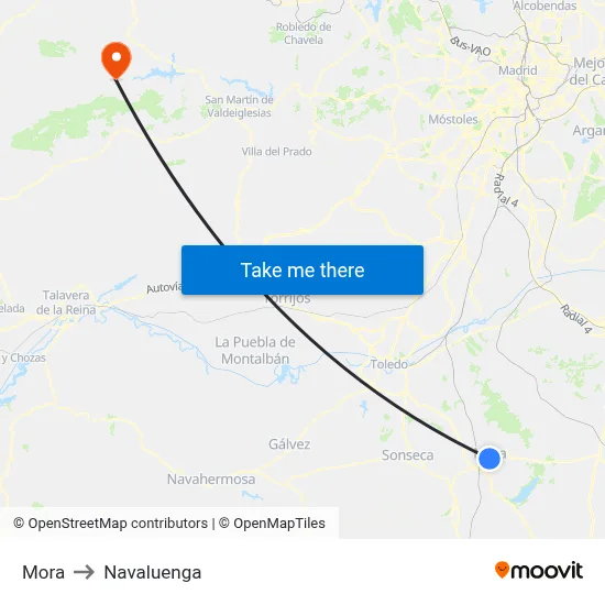 Mora to Navaluenga map