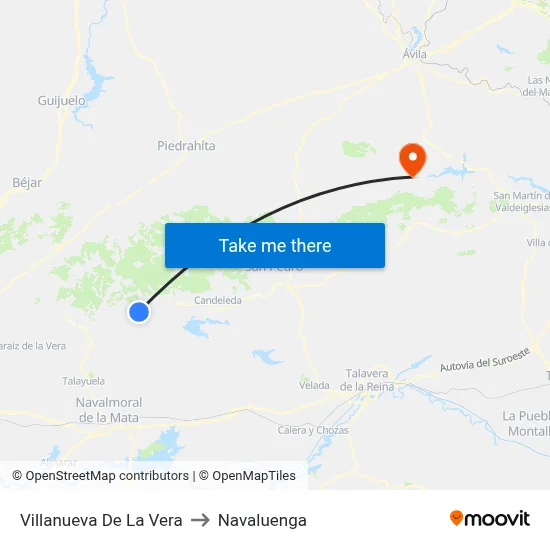 Villanueva De La Vera to Navaluenga map