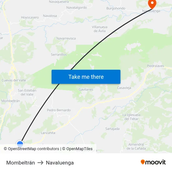 Mombeltrán to Navaluenga map