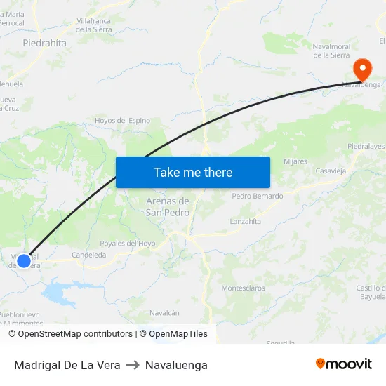 Madrigal De La Vera to Navaluenga map
