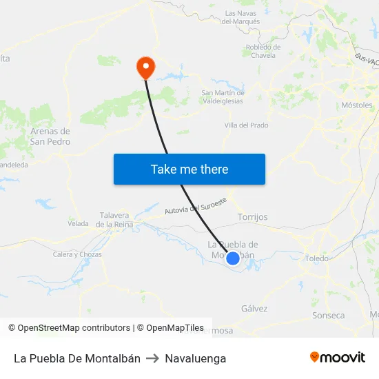 La Puebla De Montalbán to Navaluenga map
